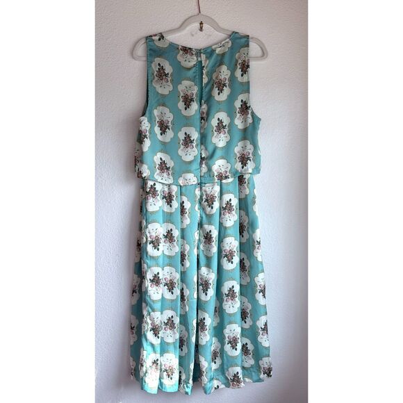 NWT Anthropologie Panjak & Nidhi Floral Medallion Pleated Sleeveless Blue Dress - Picture 6 of 15